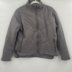 Three Dots Womens Quilted Gray Full‎ Zip Long Sleeve Jacket Size Small